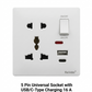 Reliable Electric 5 Pin Universal Socket with USB & Type-C Charging 16A