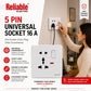 Reliable Electric 5 Pin Universal Socket with USB & Type-C Charging 16A