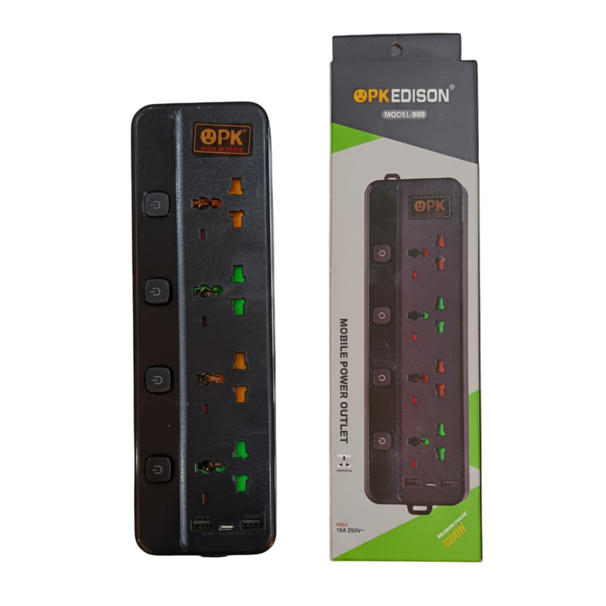 OPK 889 Power Extension Board with 4 Sockets | 2 USB & Type-C Support